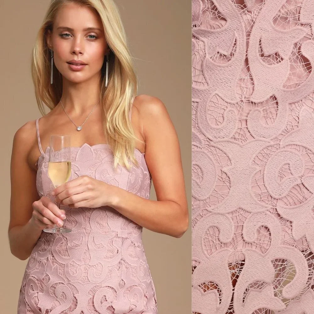Bardot Revolve Lina Lace Midi Dress Sheath Sleeveless Pink Rose Size 10 Large - Picture 3 of 15